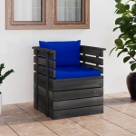 Vidaxl Tuinfauteuil Met Kussens Pallet Grenenhout - Blauw