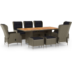 Vidaxl 9-delige Tuinset Met Kussens Poly Rattan - Bruin