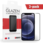 2-pack Bmax Iphone 12 Screenprotector - Glass - Full Cover 2.5d - Black/zwart