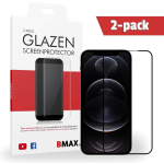 2-pack Bmax Iphone 12 Pro Screenprotector - Glass - Full Cover 2.5d - Black/zwart