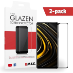 2-pack Bmax Poco M3 Screenprotector - Glass - Full Cover 2.5d - Black