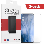 2-pack Bmax Oppo Reno 10x Zoom Screenprotector - Glass - Full Cover 2.5d - Black