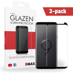 2-pack Bmax Samsung Galaxy S9 Plus Screenprotector - Glass - Edge Glue 3d Case Friendly - Black