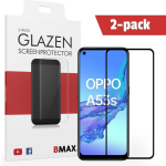 2-pack Bmax Oppo A53s Screenprotector - Glass - Full Cover 2.5d - Black
