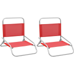 Vidaxl Strandstoelen 2 St Inklapbaar Stof - Rood