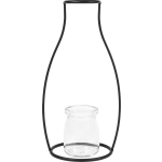 Quvio Bloemenvaasje Glas Met Stalen Frame - - Zwart
