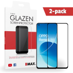 2-pack Bmax Oppo Reno 6 Screenprotector - Glass - Full Cover 2.5d - Black