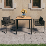 Vidaxl 3-delige Tuinset Pvc-rattan En Bruin - Zwart