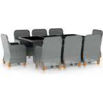 Vidaxl 9-delige Tuinset Met Kussens Poly Rattan Licht - Gris