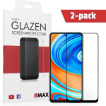 2-pack Bmax Xiaomi Redmi Note 9 Pro Screenprotector - Glass - Full Cover 2.5d - Black