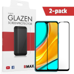 2-pack Bmax Xiaomi Redmi 9 Screenprotector - Glass - Full Cover 2.5d - Black