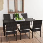 Vidaxl 7-delige Tuinset Poly Rattan - Negro