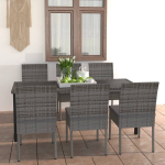 Vidaxl 7-delige Tuinset Poly Rattan - Grijs