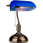 BES LED Led Tafellamp - Bankierslamp - Notarislamp - Viron Trina - E27 Fitting - Rond Aluminium - Blauw