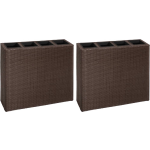 Vidaxl Plantenbak Verhoogd Met 4 Potten 2 St Poly Rattan - Bruin