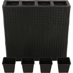 Vidaxl Plantenbak Verhoogd Met 4 Potten 2 St Poly Rattan - Zwart