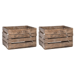 Set Van 2x Stuks Houten Opberg Fruitkisten/kratten 42 X 51 Cm - Aardappel/appel Kratjes/kistjes - Fruit Opslagkisten - Bruin