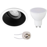 BES LED Led Spot Set - Aigi - Pragmi Zano Pro - Gu10 Fitting - Inbouw Rond - Mat/wit - 6w - Warm Wit 3000k - Kantelbaar - - Zwart