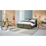 Element Boxspring Kiem Vlak Met Gestoffeerd Matras - 140 x 200 cm - groen/bruin