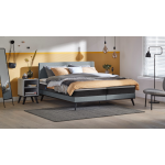 Boxspring Viggo Vlak Met Emma O2 Matras - 140 x 200 cm - towel antraciet