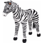 Vidaxl Speelgoedzebra Staand Xxl Pluche En Wit - Negro