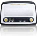 Lenco Sr-02 Retro Fm Stereo Radio Met Alarm Klok - Grijs