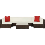 Vidaxl 7-delige Loungeset Met Kussens Poly Rattan - Bruin