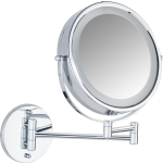 WENKO Lumi Power-Loc make-up spiegel met LED-verlichting en 5x vergrotend 22 cm, chroom