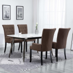 Vidaxl Eetkamerstoelen Met Armleuningen 4 St Stof - Bruin