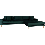 House Nordic Lounge bank rechts gericht in donker fluweel met vier kussens "Lido" - L170-92xB290xH76 CM - Groen