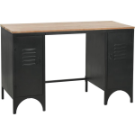 Vidaxl Bureau 120x50x76 Cm Massief Vurenhout En Staal - Zwart