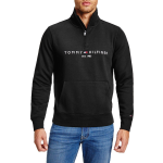 Tommy Hilfiger - Sweatshirt met geborduurd vlaglogo en korte rits in zwart
