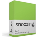 Snoozing - Flanel - Hoeslaken - Extra Hoog - 140x200 - Lime - Groen