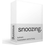 Snoozing - Katoen - Extra Hoog - Hoeslaken - 160x210 - - Wit