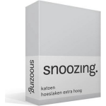 Snoozing - Katoen - Extra Hoog - Hoeslaken - 150x200 - - Grijs