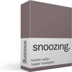 Snoozing - Katoen-satijn - Topper - Hoeslaken - 80x220 - Taupe - Bruin