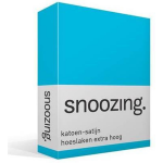 Snoozing - Katoen-satijn - Hoeslaken - Extra Hoog - 70x200 - - Turquoise