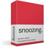 Snoozing - Katoen-satijn - Hoeslaken - Extra Hoog - 80x200 - - Rood