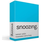 Snoozing - Katoen-satijn - Hoeslaken - Extra Hoog - 180x200 - - Turquoise