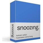 Snoozing - Katoen-satijn - Hoeslaken - Extra Hoog - 90x210 - Meermin - Blauw