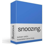 Snoozing - Katoen-satijn - Hoeslaken - Extra Hoog - 140x220 - Meermin - Blauw