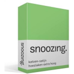 Snoozing - Katoen-satijn - Hoeslaken - Extra Hoog - 80x220 - Lime - Groen