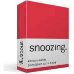 Snoozing - Katoen-satijn - Hoeslaken - Extra Hoog - 140x220 - - Rood