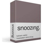 Snoozing - Katoen-satijn - Hoeslaken - Extra Hoog - 100x200 - Taupe - Bruin