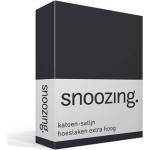 Snoozing - Katoen-satijn - Hoeslaken - Extra Hoog - 90x220 - Antraciet - Grijs