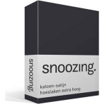 Snoozing - Katoen-satijn - Hoeslaken - Extra Hoog - 140x220 - Antraciet - Grijs