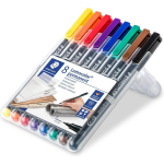 Staedtler Ohp-marker Lumocolor Permanent Geassorteerde Kleuren, Box Met 8 Stuks, Superfijn 0,4 Mm