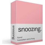 Snoozing - Flanel - Hoeslaken - Extra Hoog - 90/100 X220 - - Roze