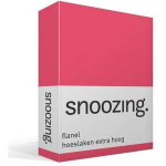 Snoozing - Flanel - Hoeslaken - Extra Hoog - 80/90 X200 - Fuchsia - Roze