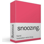 Snoozing - Flanel - Hoeslaken - Extra Hoog - 70x200 - Fuchsia - Roze